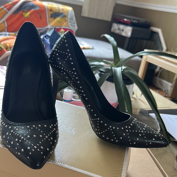 Michael Kors Claire Black Studded Stiletto Heels - Picture 3 of 10